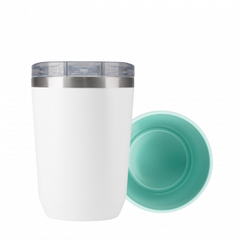 Термокружка вакуумная с керамическим покрытием Арктик, белый/аква