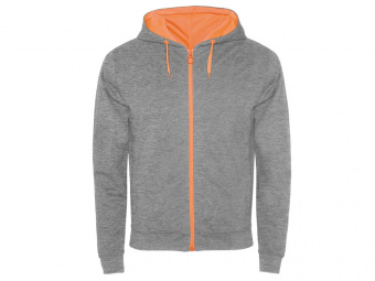 Толстовка на молнии Fuji унисекс (серый меланж, неоновый оранжевый)