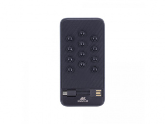 Внешний аккумулятор на присосках с кабелем micro USB, 8000 mAh (черный)