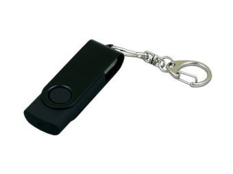 USB 2.0- флешка промо на 16 Гб с поворотным механизмом и однотонным металлическим клипом (черный)