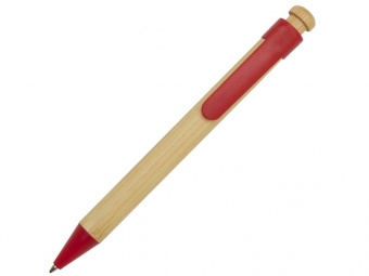 Ручка шариковая из бамбука и переработанной пластмассы Rattan (натуральный, красный)