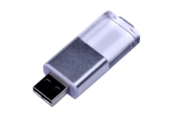 USB 2.0- флешка промо на 32 Гб прямоугольной формы, выдвижной механизм (белый)