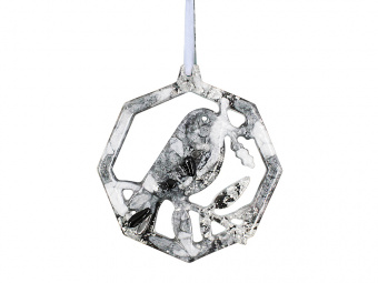 Елочная игрушка Снегирь (серый)