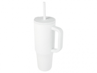 Герметичная термокружка Brady с силиконовой трубочкой, переработанная сталь, 900 мл (белый)