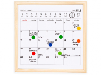 Календарь для заметок с маркером Whiteboard calendar (белый, натуральный)