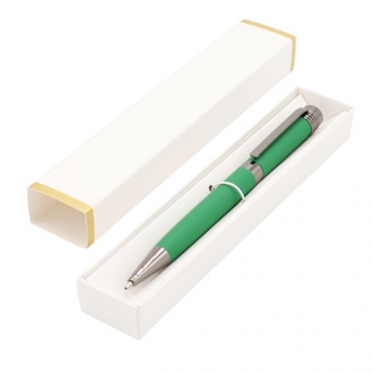 Ручка Senator в коробке Cradle белой с позолотой, зелёная
