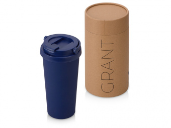 Вакуумная термокружка Grant, soft-touch, тубус (темно-синий)