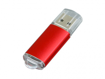 USB 3.0- флешка на 32 Гб с прозрачным колпачком (красный)