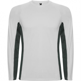 Спортивная футболка SHANGHAI L/S мужская, БЕЛЫЙ/ТЕМНЫЙ ГРАФИТ 2XL