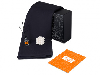 Подарочный набор Re:y. Cocoon с пледом, свечой и диффузором (черный)