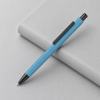Металлическая шариковая ручка Ellipse gum soft touch с зеркальной гравировкой (голубой)