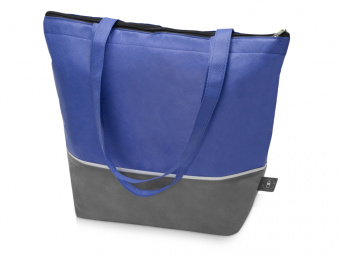 Сумка-холодильник Reviver с длинными ручками из нетканого переработанного материала RPET (синий, серый)