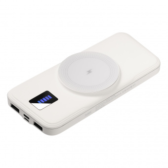 Внешний беспроводной аккумулятор с подсветкой, Ultra Wireless Magnetic, 10000 mah, белый