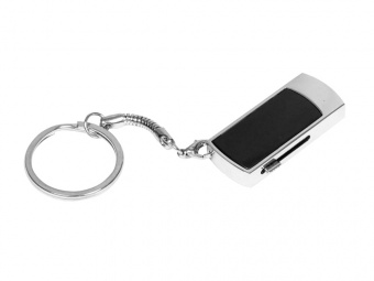 USB-флешка на 16 Гб с выдвижным механизмом и мини чипом (черный, серебристый)
