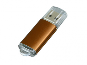USB 2.0- флешка на 4 Гб с прозрачным колпачком (коричневый)