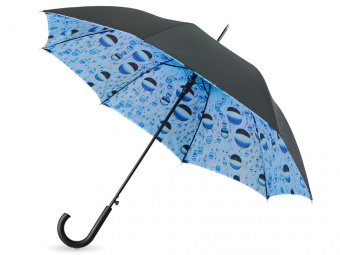 Зонт-трость Капли воды (черный, голубой)