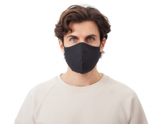 Маска для лица многоразовая из хлопка, анатомической формы (черный)