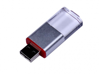 USB 2.0- флешка промо на 16 Гб прямоугольной формы, выдвижной механизм (красный)