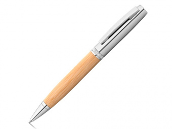 Ручка шариковая FUJI из бамбука (натуральный, серебристый)