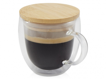 Кружка с бамбуковой крышкой Lenora (прозрачный)