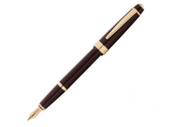 Ручка перьевая Bailey Light Polished Burgundy Resin and Gold Tone, перо F (красный)
