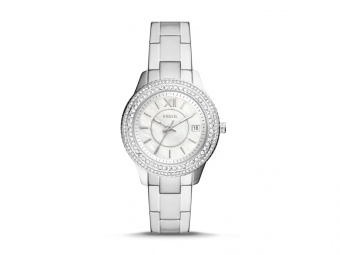 Часы наручные, женские (стальной, белый перламутр)