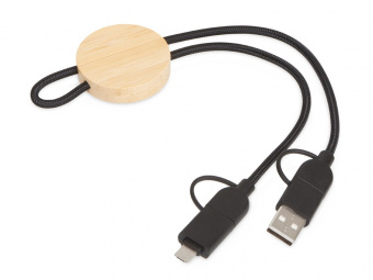 Универсальный зарядный кабель из переработанных ПЭТ и ТПЕ Acalypha, быстрая зарядка 25 Вт (черный, натуральный)