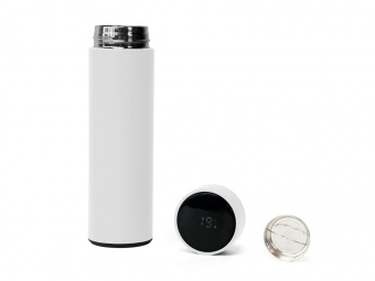 Термос FAMILY MARK LED, индикатор, soft touch (белый)