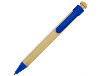 Ручка шариковая из бамбука и переработанной пластмассы Rattan (натуральный, синий)