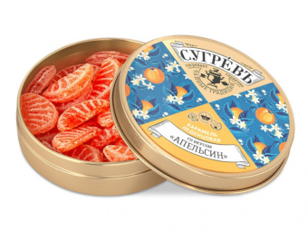 Карамель леденцовая со вкусом апельсина в банке