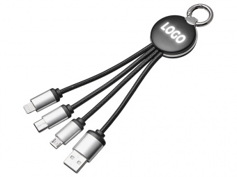 Зарядный кабель 3-в-1 с подсветкой лого Ion mini (черный)