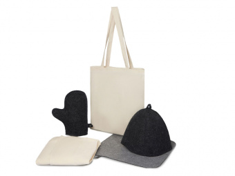 Банный набор с килтом Healing Light, мужской (серый, белый)