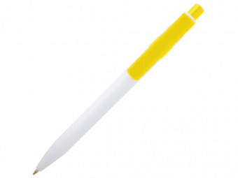 Ручка шариковая из переработанной пластмассы Unica (белый, желтый)