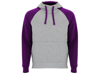 Толстовка с капюшоном Badet мужская (серый меланж, фиолетовый)