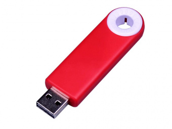 USB 3.0- флешка промо на 32 Гб прямоугольной формы, выдвижной механизм (красный, белый)