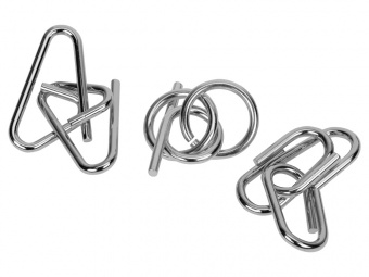 Набор из 3 металлических головоломок в мешочках Enigma (серебристый)