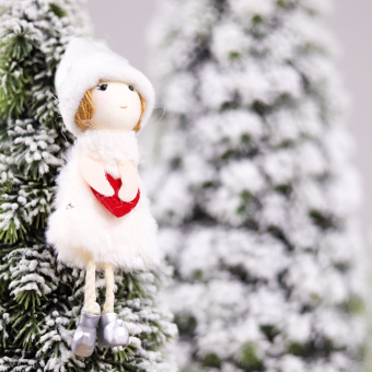 Новогоднее украшение рождественский ангел Кьют, белый