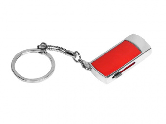 USB 2.0- флешка на 64 Гб с выдвижным механизмом и мини чипом (красный, серебристый)