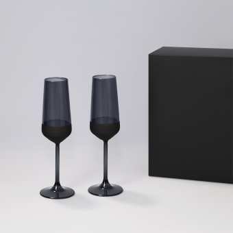 Подарочный набор 2 бокала для шампанского Black Edition в черной коробке