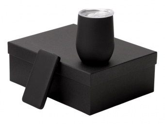 Подарочный набор COLOR IT с термокружкой и повербанком (черный)