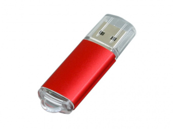 USB-флешка на 16 Гб с прозрачным колпачком (красный)