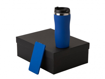 Подарочный набор COLOR IT c термокружкой и повербанком (синий)