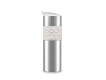 Термокружка TRAVEL MUG, 600 мл (серебристый, белый)