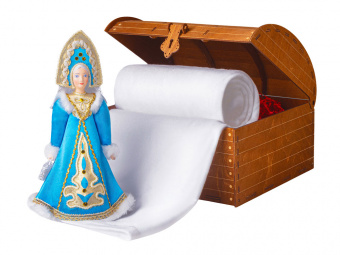 Подарочный набор: кукла фарфоровая, плед флисовый (белый, синий, разноцветный)