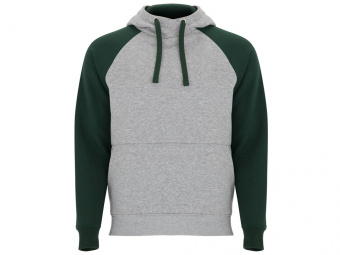 Толстовка с капюшоном Badet мужская (серый меланж, зеленый бутылочный )