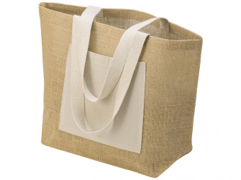 Сумка Jute джутовая с широким дном и карманом (натуральный)
