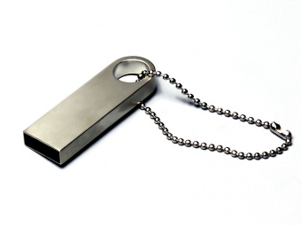 USB 2.0-флешка на 128 Гб с мини чипом и круглым отверстием (серебристый)