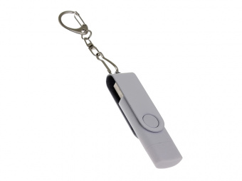 USB 2.0- флешка на 128 Гб с поворотным механизмом и дополнительным разъемом Type-C (белый)