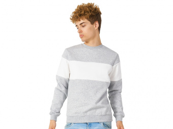 Свитшот блокинг Edinburgh, мужской (серый меланж, белый)