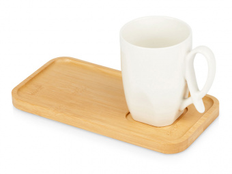 Чайная пара с бамбуковым блюдцем Deny (белый)